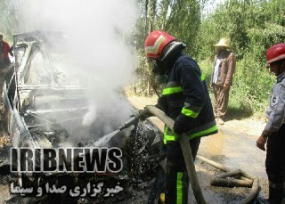 آتش گرفتن خودرویی در میاندوآب