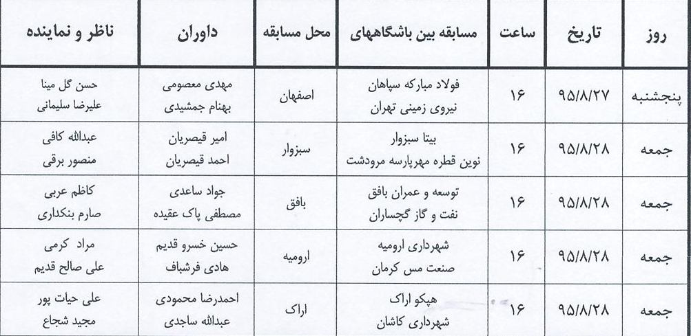 اسامی داوران هفته چهارم  اعلام شد