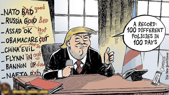 سیاست های ترامپ در قاب کارتون