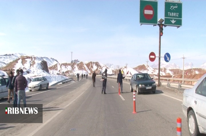 مسدود شدن جاده نیر- سراب