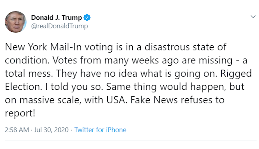 ترامپ: انتخابات از طریق پست فاجعه بار خواهد بود ترامپ: انتخابات از طریق پست فاجعه بار خواهد بود