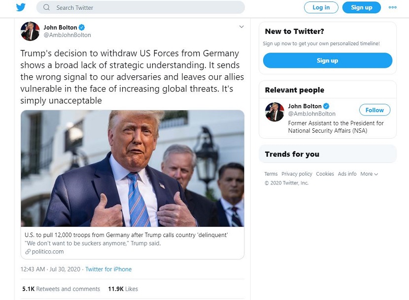 جان بولتون: فهم استراتژیک ترامپ پایین است جان بولتون: فهم استراتژیک ترامپ پایین است