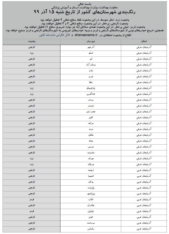 آخرین وضعیت اجرای طرح محدودیت های ویژه کرونایی