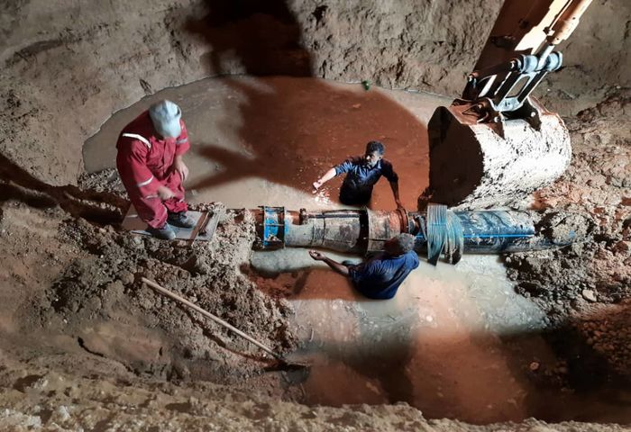 آب دوباره در لوله کشی هندیجان جاری شد