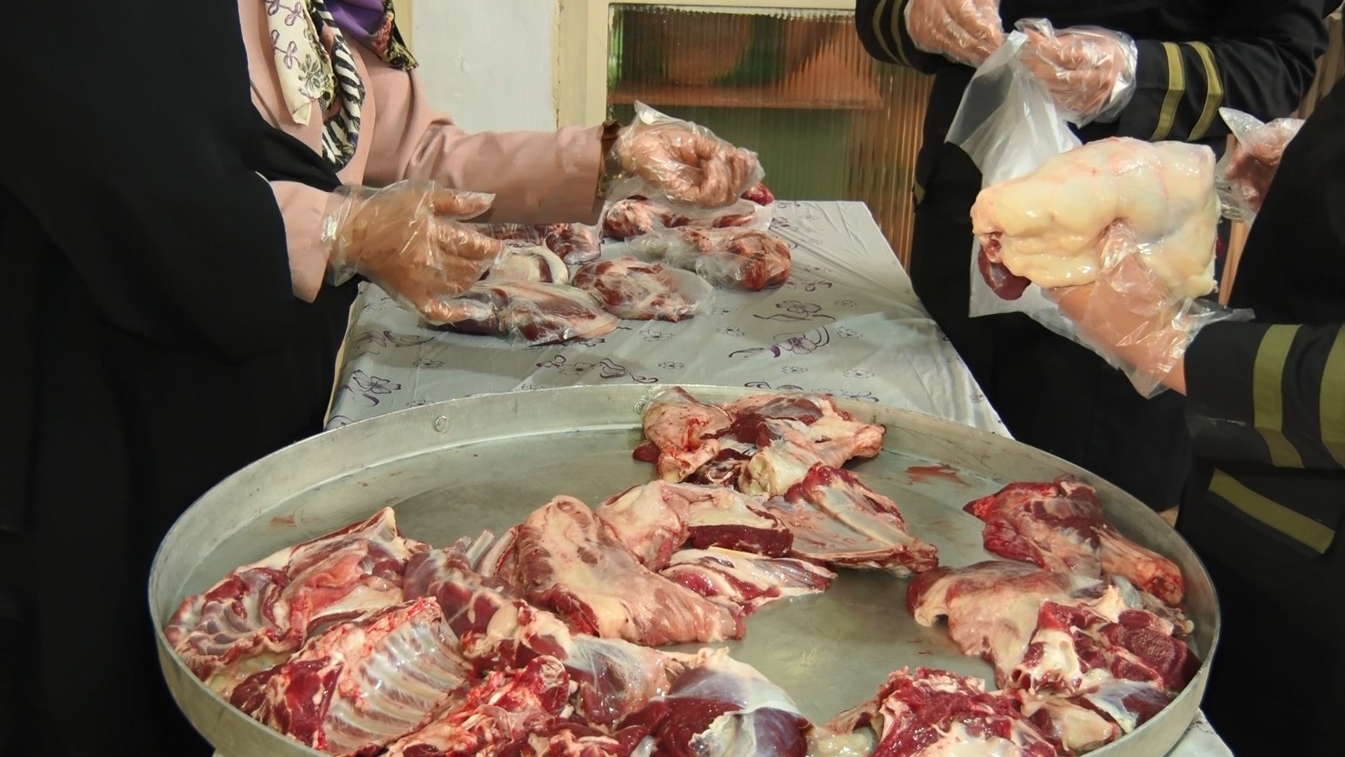 توزیع گوشت قربانی به مناسبت نیمه شعبان