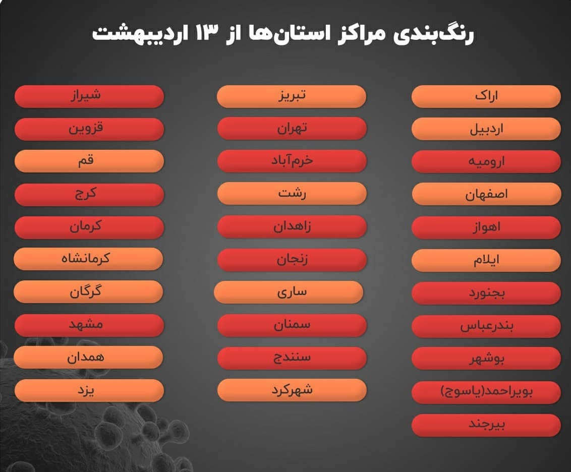 تازه ترین رنگ بندی کرونایی کشور اعلام شد