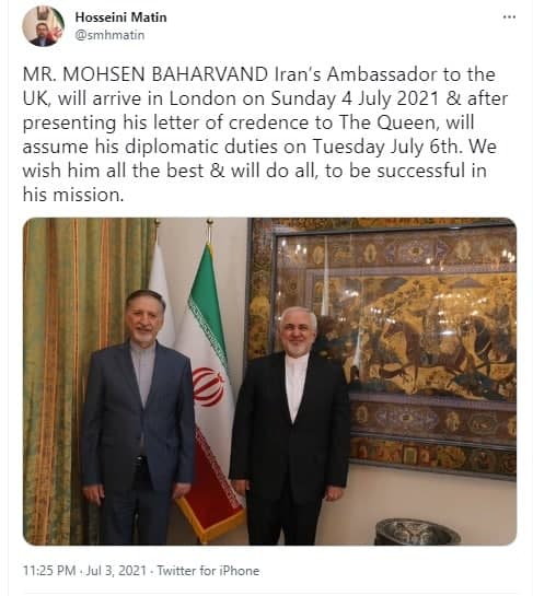 بهاروند سفیر ایران در انگلیس شد