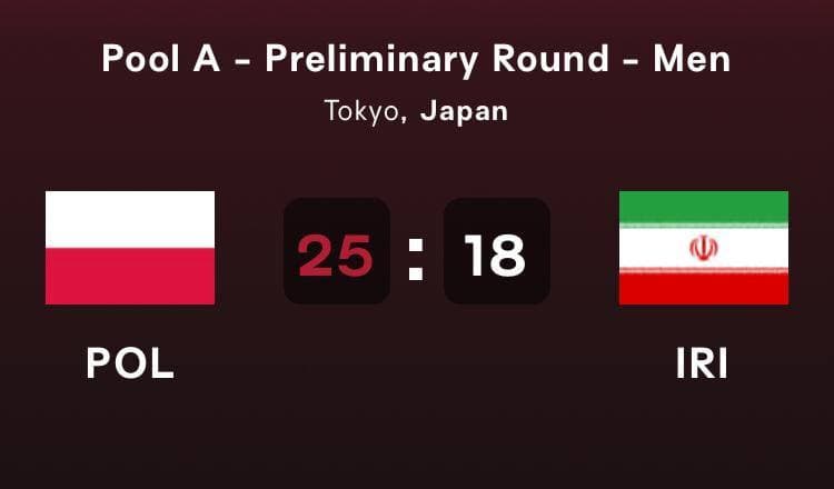 رقابت ملی پوشان ایران و لهستان در والیبال المپیک توکیو ۲۰۲۰