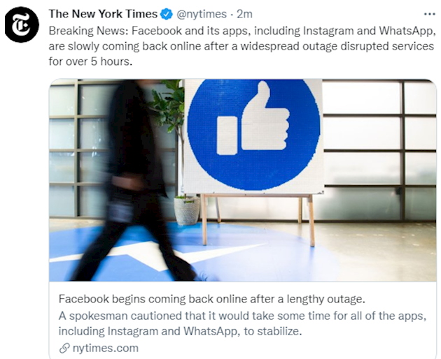 فیس بوک و برنامه های آن در حال بازگشت هستند