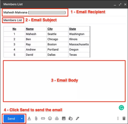 اضافه کردن یک جدول به ایمیل در Gmail اضافه کردن یک جدول به ایمیل در Gmail