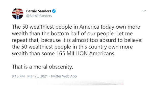 ۵۰ آمریکایی بیش از حدود نیمی از مردم آمریکا ثروت دارند