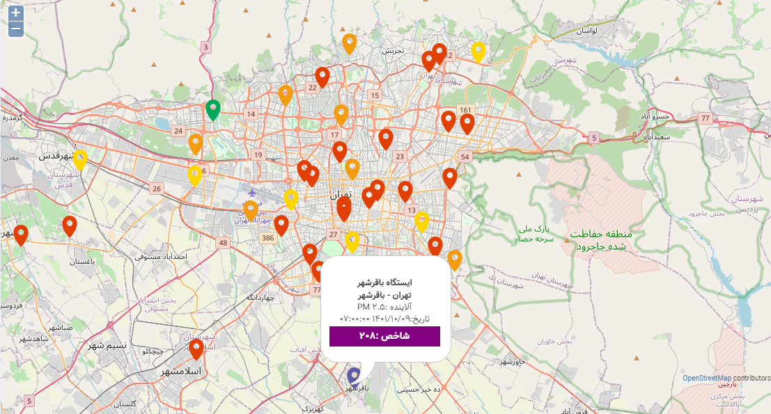 وضعیت قرمز آلودگی هوا در تهران و اهواز