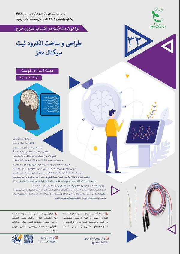 انتشار فراخوان «طراحی و ساخت الکترود ثبت سیگنال مغز» با حمایت صندوق نوآوری