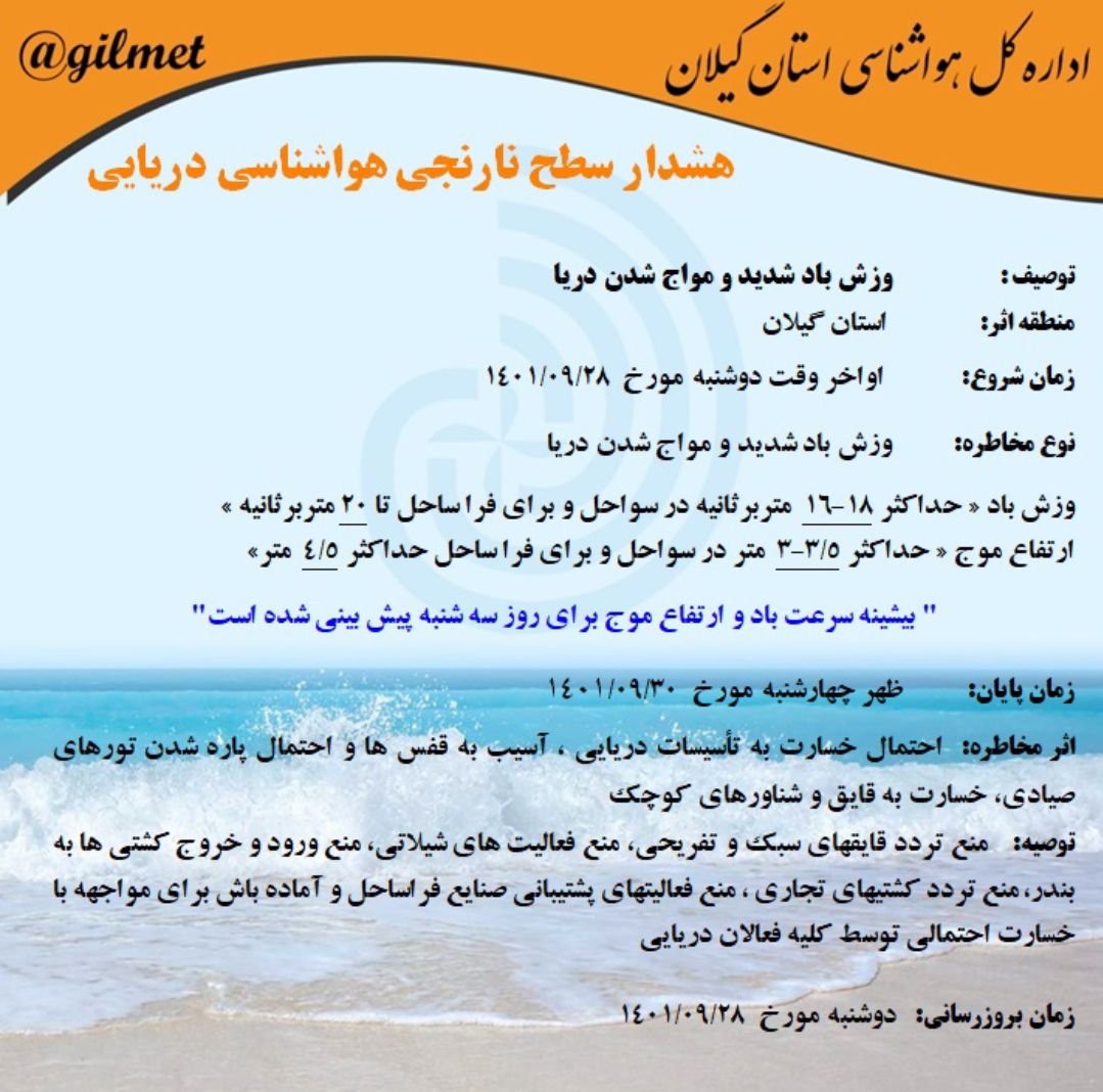 هشدار به دریانوردان گیلانی هشدار به دریانوردان گیلانی