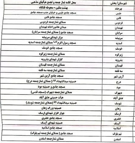 برپایی نماز جمعه عاشورایی در ۲۶ نقطه خراسان جنوبی