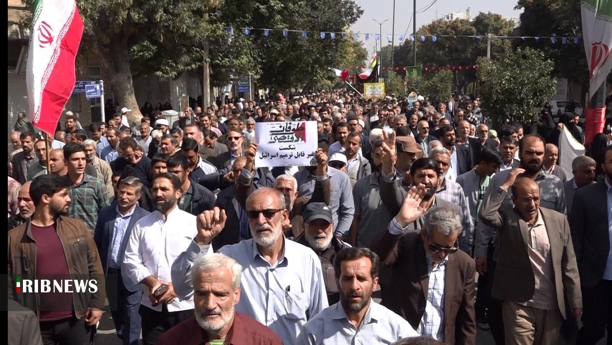 راهپیمایی مردم دارالجهاد همدان در حمایت از مبارزان فلسطینی