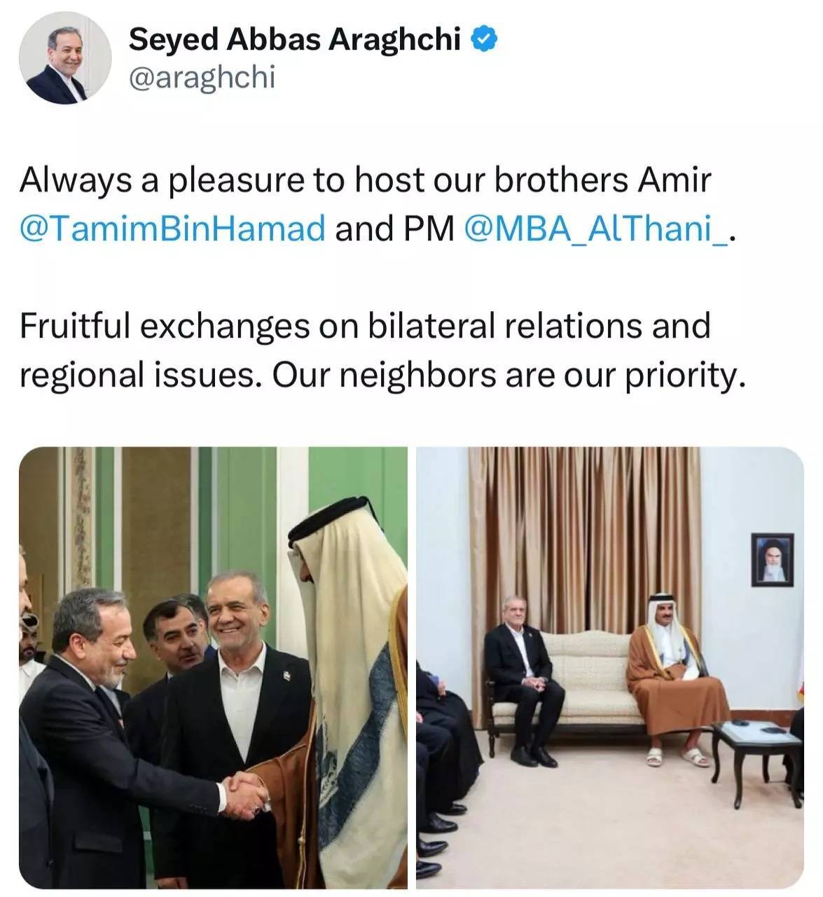 عراقچی: همسایگان ما اولویت ما هستند عراقچی: همسایگان ما اولویت ما هستند