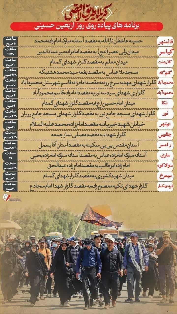 برپایی راهپیمایی بزرگ جاماندگان اربعین، در مازندران