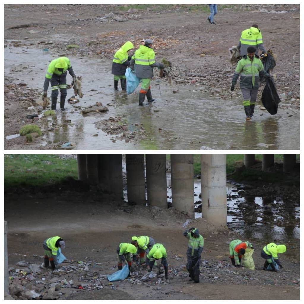پاکسازی قسمتی از بستر شهرچایی ارومیه پاکسازی قسمتی از بستر شهرچایی ارومیه