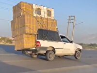 برخورد با حمل بار نامتعارف وانت بار‌ها