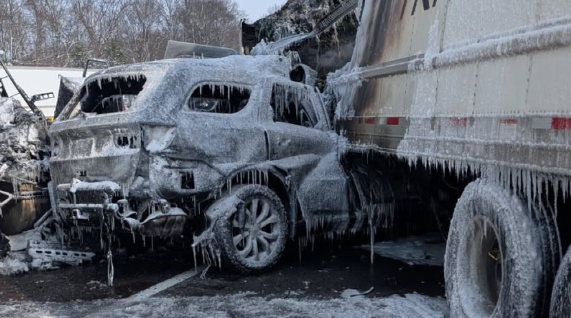 برخورد حدود ۵۰ خودرو در کانادا با یکدیگر برخورد حدود ۵۰ خودرو در کانادا با یکدیگر