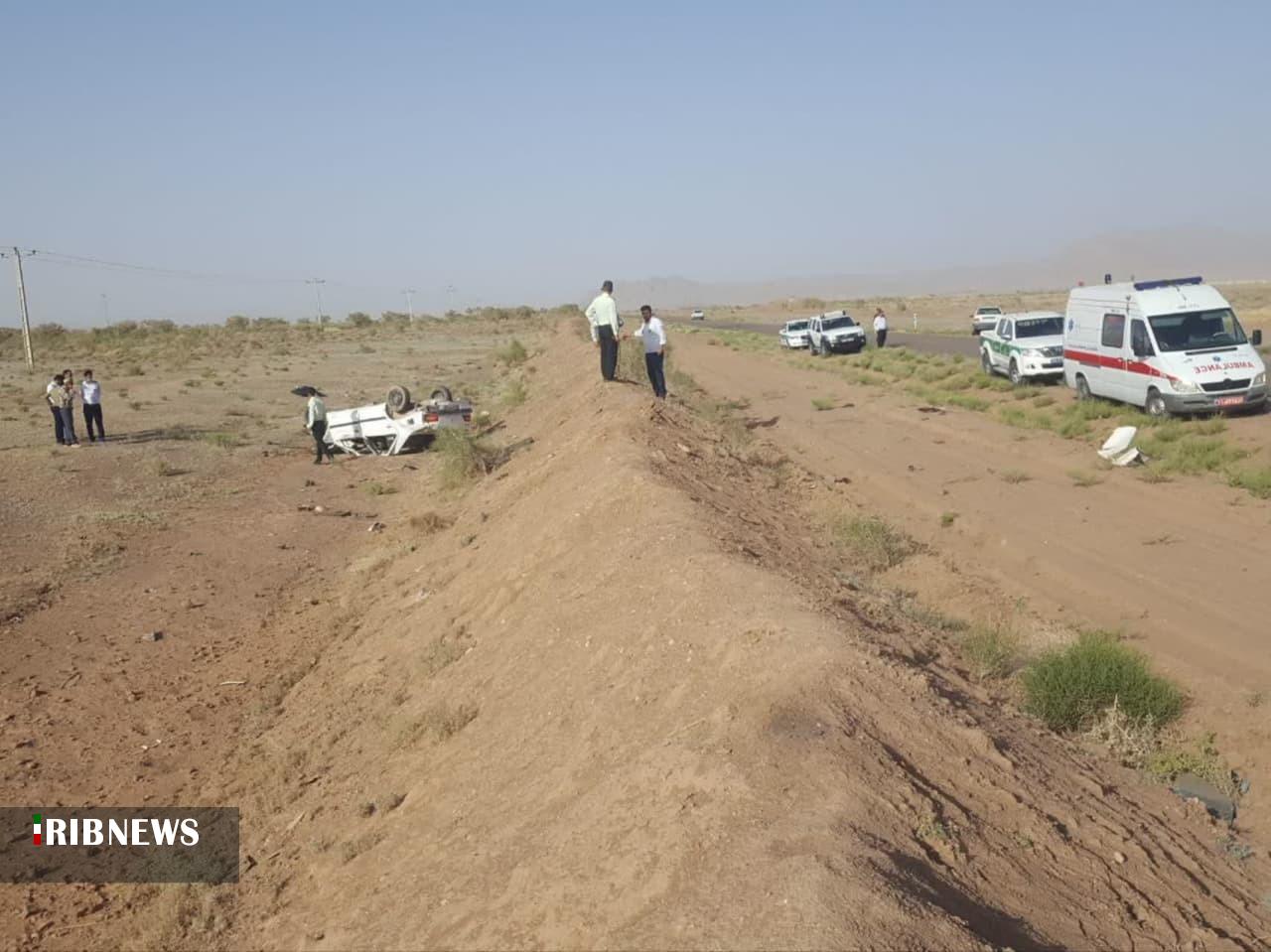 ۲ کشته بر اثر واژگونی سواری پژو ۴۰۵