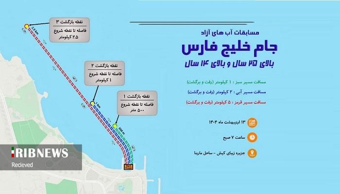 ساحل مارینا کیش، میزبان مسابقات شنا جام خلیج فارس