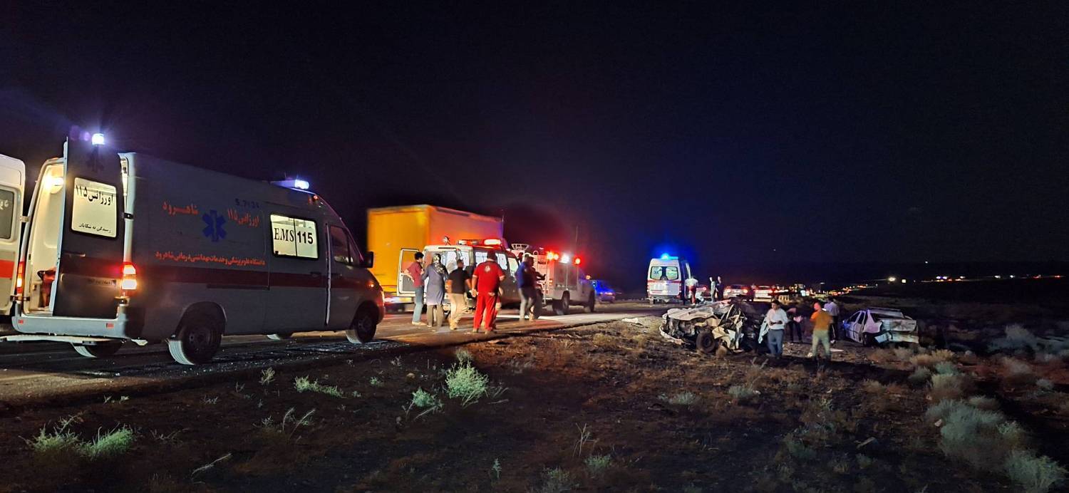 تصادف زنجیرهای در جاده میامی به سبزوار تصادف زنجیرهای در جاده میامی به سبزوار