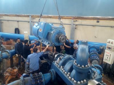 نصب پمپ جدید در تاسیسات آبرسانی شهید بهنام محمدی مسجدسلیمان