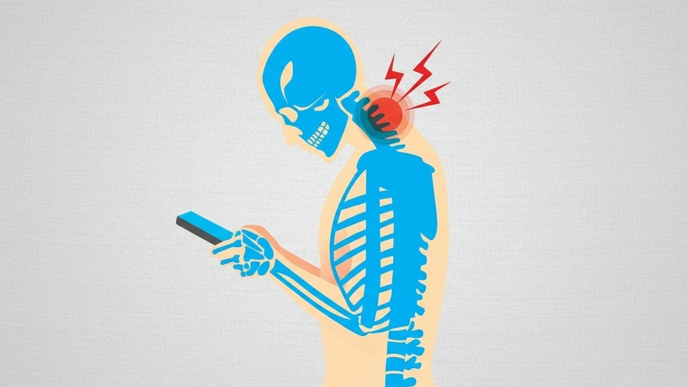 تصویری از سندروم گردن پیامکی