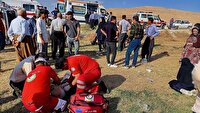 ۱۱ مصدوم بر اثر واژگونی مینی‌بوس در محور مهاباد به ارومیه