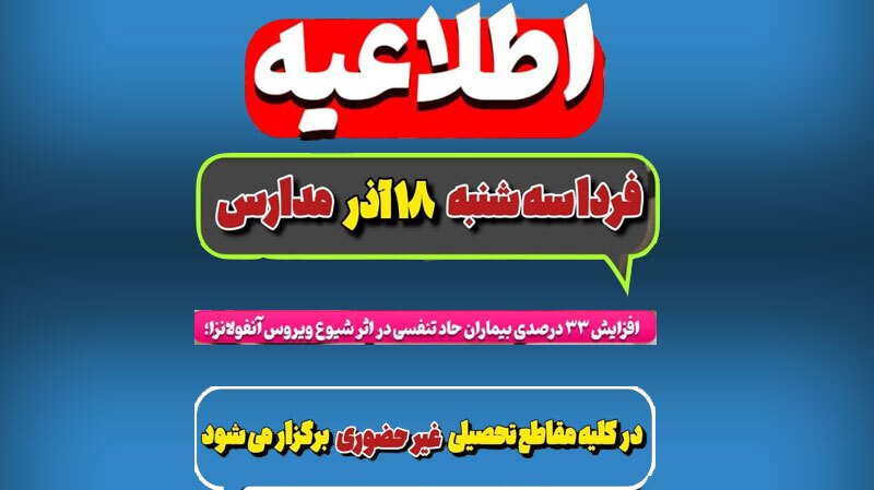 مدارس مازندران سه‌شنبه ۱۸ آذر غیرحضوری شد