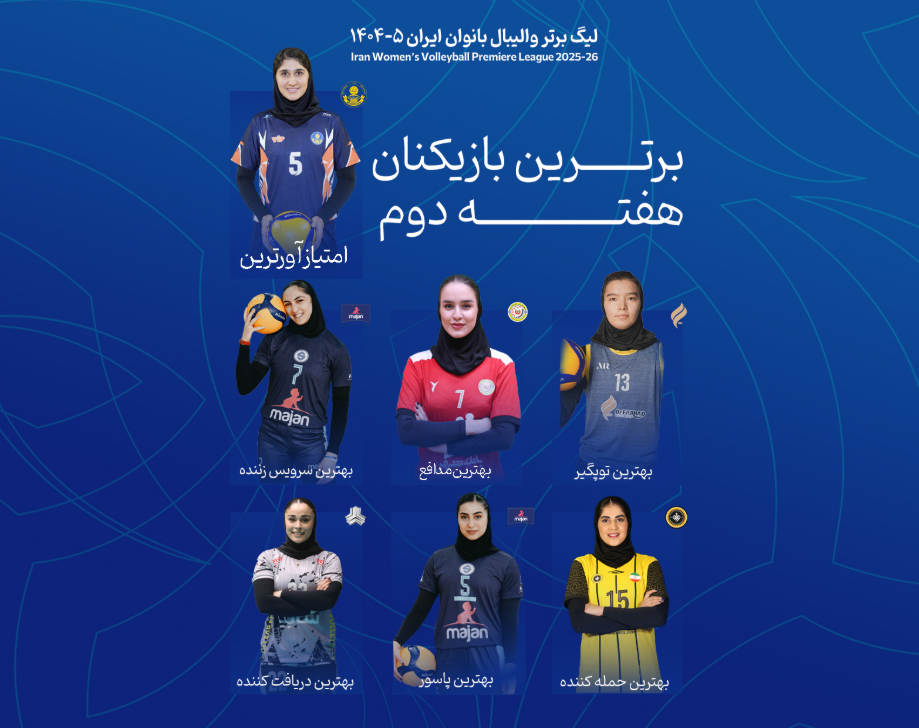 برای نخستین بار؛ معرفی تیم رویایی هفته دوم در لیگ برتر والیبال زنان برای نخستین بار؛ معرفی تیم رویایی هفته دوم در لیگ برتر والیبال زنان