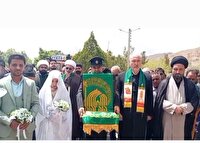 برگزاری جشن پیوند زوج روستای خشکان قاینات با حضور خدام رضوی