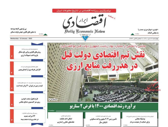 روزنامه‌های اقتصادی ۲۲ دی ۱۴۰۰